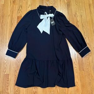 DKNY Navy Dress with White Bow